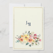 Navy blue pink orange gold floral Save the Date Kaart (Achterkant)