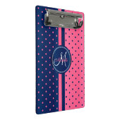 Navy Blue & Pink Polka Dots - Monogram Mini Klembord (Schuin)