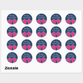Navy Blue Pink Ribbon Wedding Dank je Sticker (Vel)