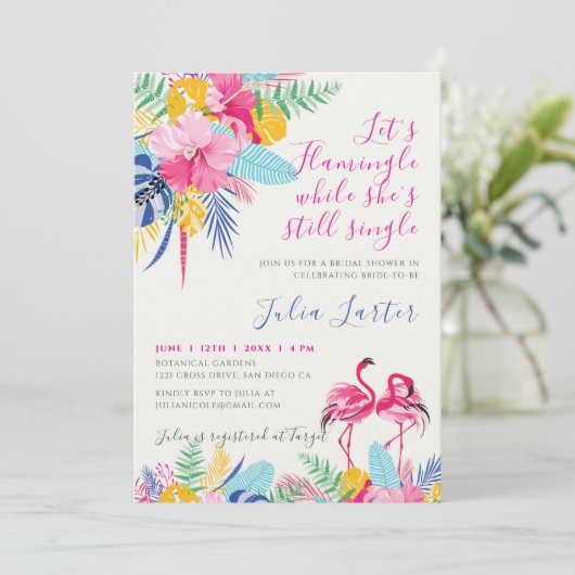 Navy Blue Pink Tropical Wild Forest Vrijgezellenfe Kaart (Staand voorkant)