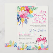 Navy Blue Pink Tropical Wild Forest Vrijgezellenfe Kaart (Voorkant / Achterkant)