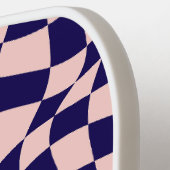 Navy Blue & Pink Wavy Checkerboard Monogram Pickleball Paddle (Links Detail)