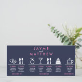 Navy Blue Pink Weddenschap Welkomsttas (Staand voorkant)