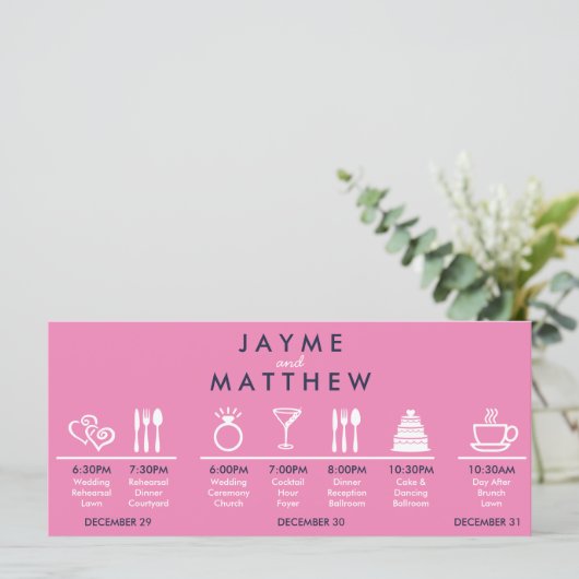 Navy Blue Pink Weddenschap Welkomsttas (Staand voorkant)