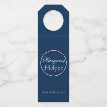 Navy Blue Pink Wedding Hangover Helper Label Hasht
