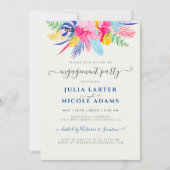 Navy Blue Pink Wild Rainforest Engagement Party Kaart (Voorkant)