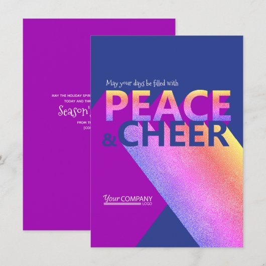 Navy Blue, Pink, Word Art Company Holiday Kaart (Voorkant / Achterkant)