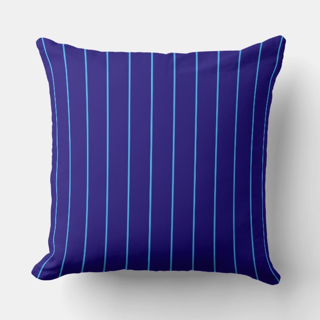 Navy Blue Pinstripe Throw Pillow | Modern Coastal  Kussen (Voorkant)