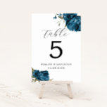 Navy Blue Pioen Bloem Bruiloft Tafel Nummer Kaart<br><div class="desc">Elegant en modern huwelijkstafelnummer met waterverf illustratie van marineblauwe pioenenbloem met groen. Perfect voor een herfstbruiloft.</div>
