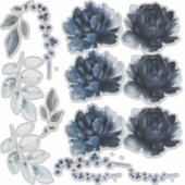 Navy Blue Pioenrozen Bloemen Boeket Creator Set va Sticker (Voorkant)