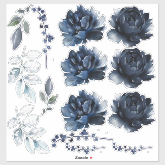 Navy Blue Pioenrozen Bloemen Boeket Creator Set va Sticker (Vel)