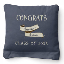 Navy Blue Plaid  Banner Add Name Afstuderen