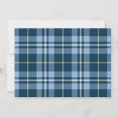 Navy Blue Plaid Monogram Correspondentie Notitiekaartje (Achterkant)