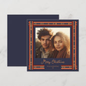 Navy Blue Plaid Ribbon Border Christmas Kaart (Voorkant / Achterkant)