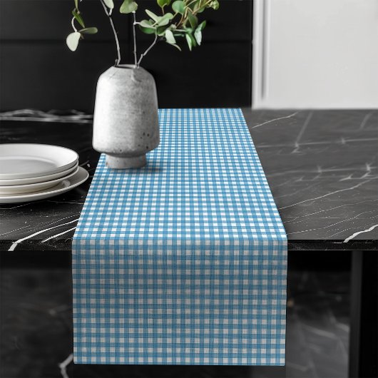 Navy Blue Plaid Table Runner voor Classic Dining Lange Tafelloper