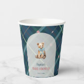 Navy Blue Plaid Teddy Bear Baby shower Papieren Bekers (Voorkant)