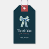 Navy Blue Plaid Teddy Bear Bow Baby shower Cadeaulabel (Achterkant)