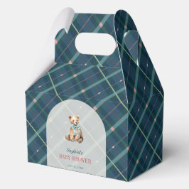 Navy Blue Plaid Teddy Bear Boy Baby shower Bedankdoosjes