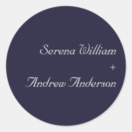 Navy Blue Plain Moderne Solid Wedding Ronde Sticker