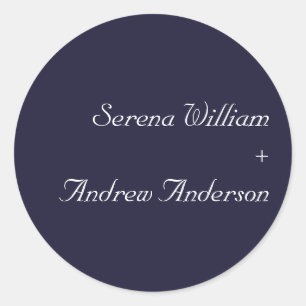 Navy Blue Plain Moderne Solid Wedding Ronde Sticker