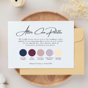 Navy Blue & Plum Wedding Color Palette Attire Informatiekaartje