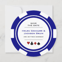 Navy Blue Poker Chip Vegas Wedding Save the Date