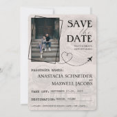 Navy Blue Poland Passport Bewaar de datum Save The Date (Achterkant)