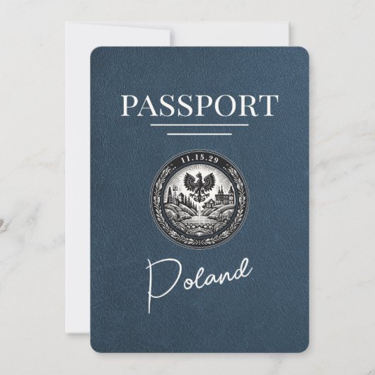Navy Blue Poland Passport Bewaar de datum Save The Date (Voorkant)