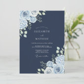 Navy Blue Polar Winter Wedding Kaart (Staand voorkant)