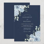 Navy Blue Polar Winter Wedding Kaart (Voorkant / Achterkant)