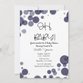 Navy Blue Polka Dot Bubbles OH Baby shower Kaart (Voorkant)