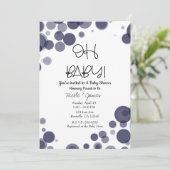 Navy Blue Polka Dot Bubbles OH Baby shower Kaart (Staand voorkant)