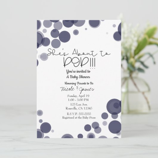 Navy Blue Polka Dot Bubbles Ze staat op het punt o Kaart (Staand voorkant)