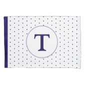 Navy-Blue Polka-Dot Kinderen Monogram Kussensloop (Voorkant)