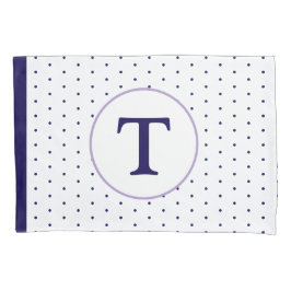 Navy-Blue Polka-Dot Kinderen Monogram Kussensloop