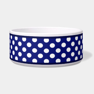 Navy Blue Polka Dot Large Dog Bowl Voerbakje