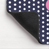 Navy Blue Polka Dot Monogram Muismat (Hoek)