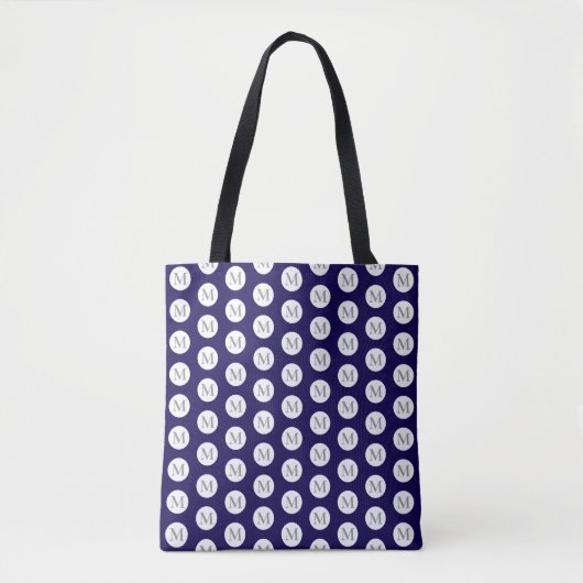 Navy Blue Polka Dot Monogram Tas (Voorkant)
