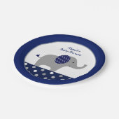 Navy Blue Polka Dot Olifant Baby shower Papieren Bordje (Gekanteld)