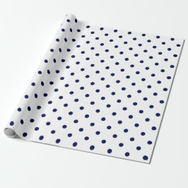 Navy Blue Polka Dot on White Large Space Cadeaupapier