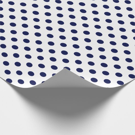 Navy Blue Polka Dot on White Medium Space Cadeaupapier (Hoek)