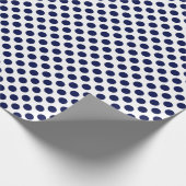 Navy Blue Polka Dot on White Wrapping Paper Cadeaupapier (Hoek)