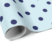 Navy Blue Polka Dot op Bleke blauwe ruimte Cadeaupapier (Rol Hoek)