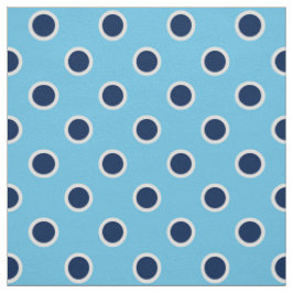 Navy Blue Polka Dot Pattern on Light Blue Fabric Stof