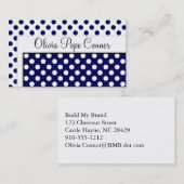 Navy Blue Polka Dot Professional Visitekaartjes (Voorkant / Achterkant)