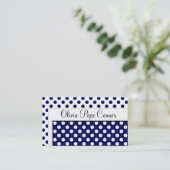 Navy Blue Polka Dot Professional Visitekaartjes (Staand voorkant)