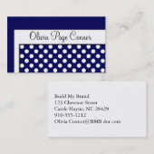 Navy Blue Polka Dot Professional Visitekaartjes (Voorkant / Achterkant)