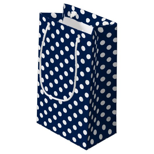 Navy Blue Polka Dots gepersonaliseerd Klein Cadeauzakje (Achterkant Gekanteld)