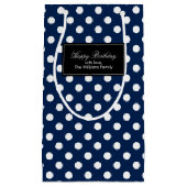 Navy Blue Polka Dots gepersonaliseerd Klein Cadeauzakje (Voorkant)