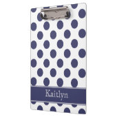 Navy Blue Polka Dots gepersonaliseerd Klembord (Links)